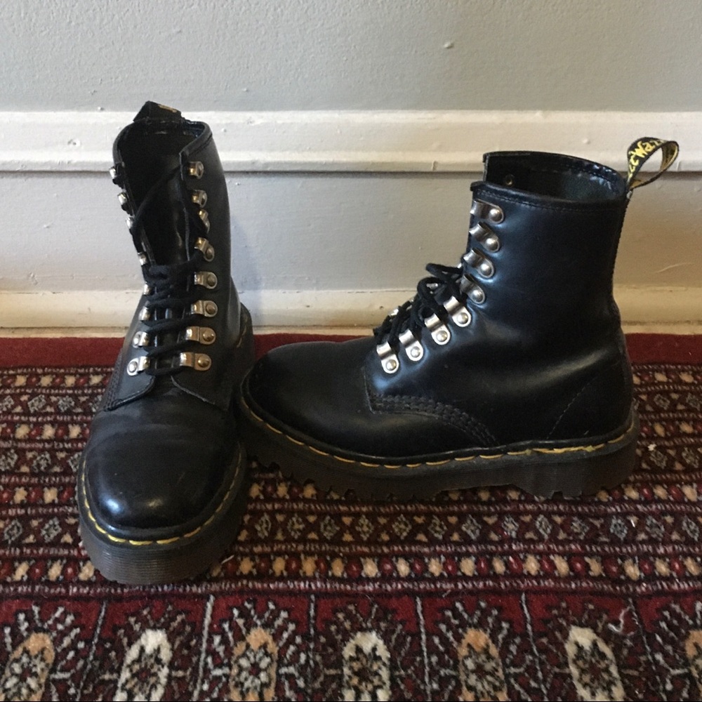 Black Doc Martens Silver Eyelet Boots RARE